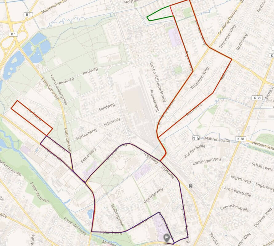 Die Strecke des Osterlauf in Paderborn